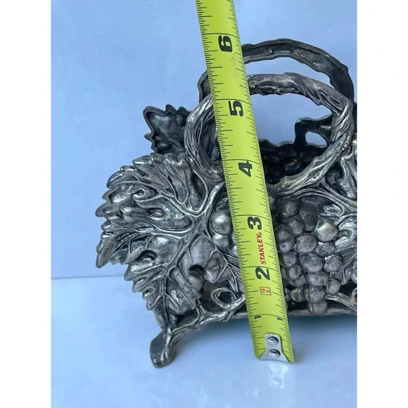 Vintage Godinger Silver Plated Footage Embossed Grape Vine Napkin Letter Holder - Picture 6 of 10